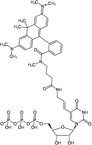 Structural formula of Aminoallyl-UTP-ATTO-620 (5-(3-Aminoallyl)-uridine-5'-triphosphate, labeled with ATTO 620, Triethylammonium salt)