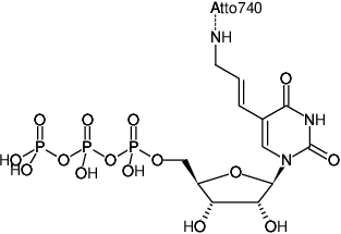 Structural formula of Aminoallyl-UTP-ATTO-740 (5-(3-Aminoallyl)-uridine-5'-triphosphate, labeled with ATTO 740, Triethylammonium salt)