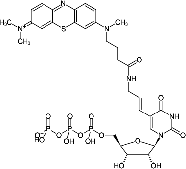 Structural formula of Aminoallyl-UTP-ATTO-MB2 (5-(3-Aminoallyl)-uridine-5'-triphosphate, labeled with ATTO-MB2, Triethylammonium salt)