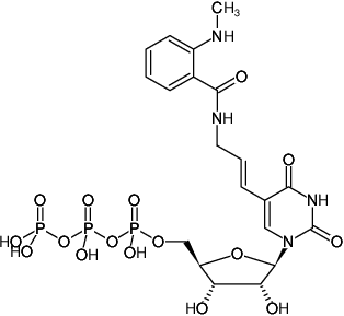 Structural formula of Aminoallyl-UTP-MANT (5-(3-Aminoallyl)-uridine-5'-triphosphate, labeled with MANT, Triethylammonium salt)