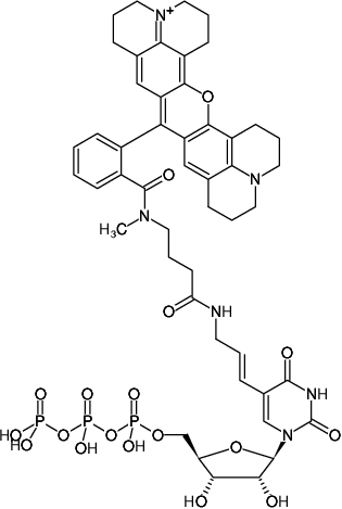 Structural formula of Aminoallyl-UTP-ATTO-Rho101 (5-(3-Aminoallyl)-uridine-5'-triphosphate, labeled with ATTO Rho101, Triethylammonium salt)