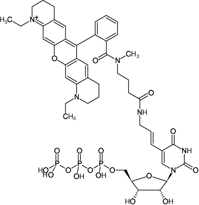 Structural formula of Aminoallyl-UTP-ATTO-Rho11 (5-(3-Aminoallyl)-uridine-5'-triphosphate, labeled with ATTO Rho11, Triethylammonium salt)