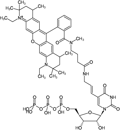 Structural formula of Aminoallyl-UTP-ATTO-Rho12 (5-(3-Aminoallyl)-uridine-5'-triphosphate, labeled with ATTO Rho12, Triethylammonium salt)