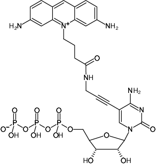 Structural formula of 5-Propargylamino-CTP-ATTO-465 (5-Propargylamino-cytidine-5'-triphosphate, labeled with ATTO 465, Triethylammonium salt)