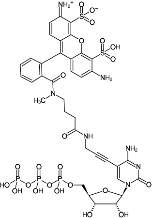 Structural formula of 5-Propargylamino-CTP-ATTO-488 (5-Propargylamino-cytidine-5'-triphosphate, labeled with ATTO 488, Triethylammonium salt)