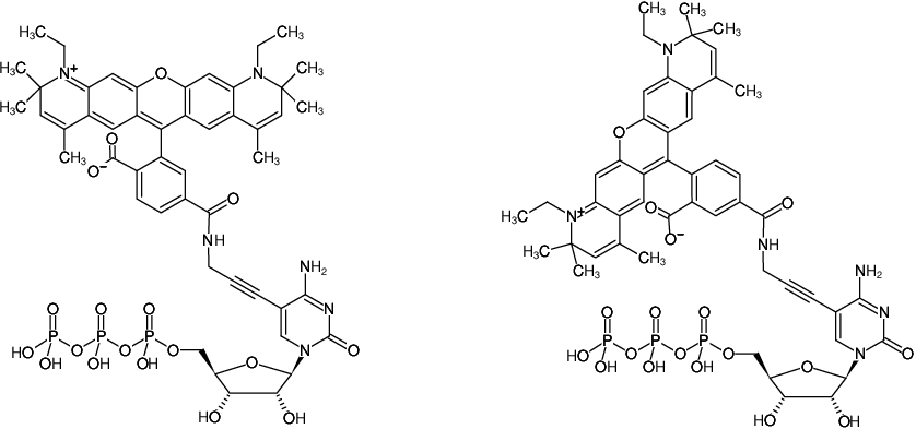 Structural formula of 5-Propargylamino-CTP-ATTO-590 (5-Propargylamino-cytidine-5'-triphosphate, labeled with ATTO 590, Triethylammonium salt)