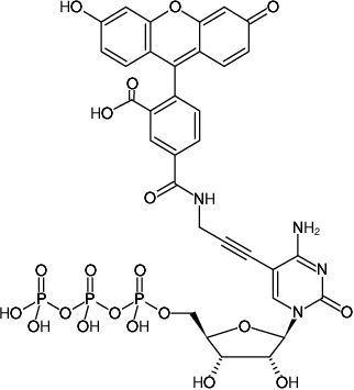 Structural formula of 5-Propargylamino-CTP-5-FAM (5-Propargylamino-cytidine-5'-triphosphate, labeled with 5 FAM, Triethylammonium salt)