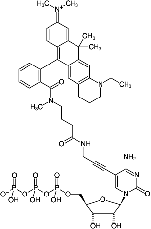 Structural formula of 5-Propargylamino-CTP-ATTO-633 (5-Propargylamino-cytidine-5'-triphosphate, labeled with ATTO 633, Triethylammonium salt)