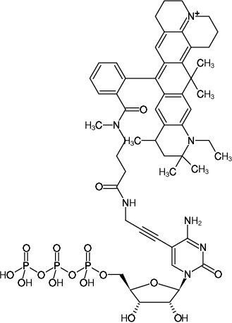 Structural formula of 5-Propargylamino-CTP-ATTO-647N (5-Propargylamino-cytidine-5'-triphosphate, labeled with ATTO 647N, Triethylammonium salt)