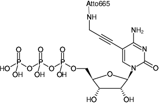 Structural formula of 5-Propargylamino-CTP-ATTO-665 (5-Propargylamino-cytidine-5'-triphosphate, labeled with ATTO 665, Triethylammonium salt)