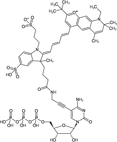 Structural formula of 5-Propargylamino-CTP-DY-751 (5-Propargylamino-cytidine-5'-triphosphate, labeled with DY 751, Triethylammonium salt)