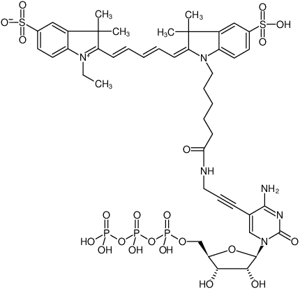 Structural formula of 5-Propargylamino-CTP-Cy5 (5-Propargylamino-cytidine-5'-triphosphate, labeled with Cy5, Triethylammonium salt)