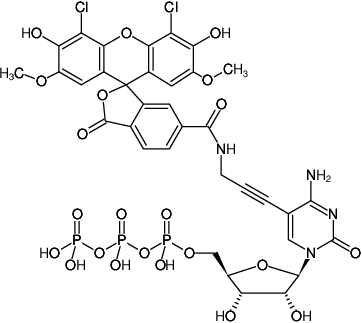 Structural formula of 5-Propargylamino-CTP-6-JOE (5-Propargylamino-cytidine-5'-triphosphate, labeled with 6-JOE, Triethylammonium salt)