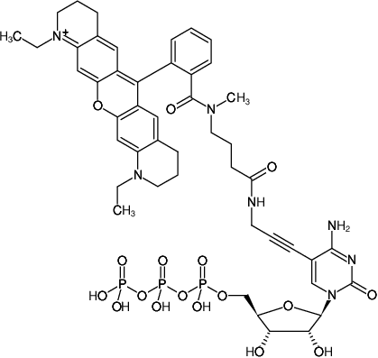 Structural formula of 5-Propargylamino-CTP-ATTO-Rho11 (5-Propargylamino-cytidine-5'-triphosphate, labeled with ATTO Rho11, Triethylammonium salt)