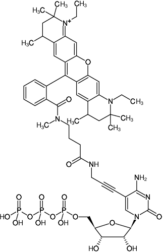 Structural formula of 5-Propargylamino-CTP-ATTO-Rho12 (5-Propargylamino-cytidine-5'-triphosphate, labeled with ATTO Rho12, Triethylammonium salt)