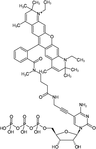 Structural formula of 5-Propargylamino-CTP-ATTO-Rho13 (5-Propargylamino-cytidine-5'-triphosphate, labeled with ATTO Rho13, Triethylammonium salt)