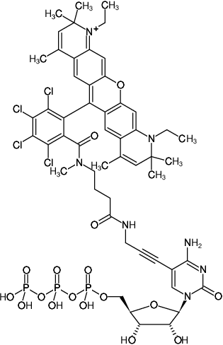 Structural formula of 5-Propargylamino-CTP-ATTO-Rho14 (5-Propargylamino-cytidine-5'-triphosphate, labeled with ATTO Rho14, Triethylammonium salt)