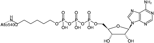 Structural formula of γ-(6-Aminohexyl)-ATP-ATTO-540Q (γ-(6-Aminohexyl)-adenosine-5'-triphosphate, labeled with ATTO 540Q, Triethylammonium salt)