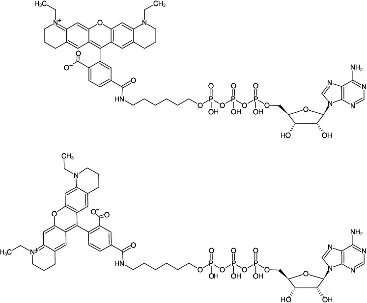 Structural formula of γ-(6-Aminohexyl)-ATP-ATTO-565 (γ-(6-Aminohexyl)-adenosine-5'-triphosphate, labeled with ATTO 565, Triethylammonium salt)