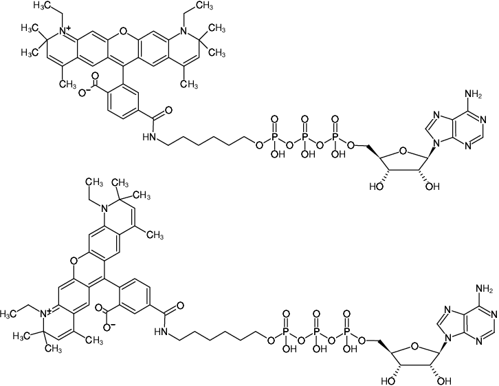 Structural formula of γ-(6-Aminohexyl)-ATP-ATTO-590 (γ-(6-Aminohexyl)-adenosine-5'-triphosphate, labeled with ATTO 590, Triethylammonium salt)