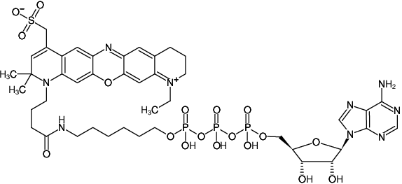 Structural formula of γ-(6-Aminohexyl)-ATP-ATTO-680 (γ-(6-Aminohexyl)-adenosine-5'-triphosphate, labeled with ATTO 680, Triethylammonium salt)