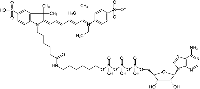 Structural formula of γ-(6-Aminohexyl)-ATP-Cy5 (γ-(6-Aminohexyl)-adenosine-5'-triphosphate, labeled with Cy5, Triethylammonium salt)