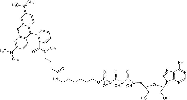 Structural formula of γ-(6-Aminohexyl)-ATP-ATTO-Thio12 (γ-(6-Aminohexyl)-adenosine-5'-triphosphate, labeled with ATTO Thio12, Triethylammonium salt)