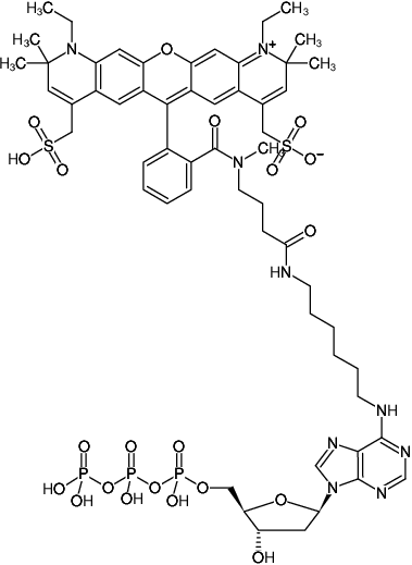 Structural formula of N6-(6-Aminohexyl)-dATP-ATTO-594 (N6-(6-Aminohexyl)-2'-deoxyadenosine-5'-triphosphate, labeled with ATTO 594, Triethylammonium salt)