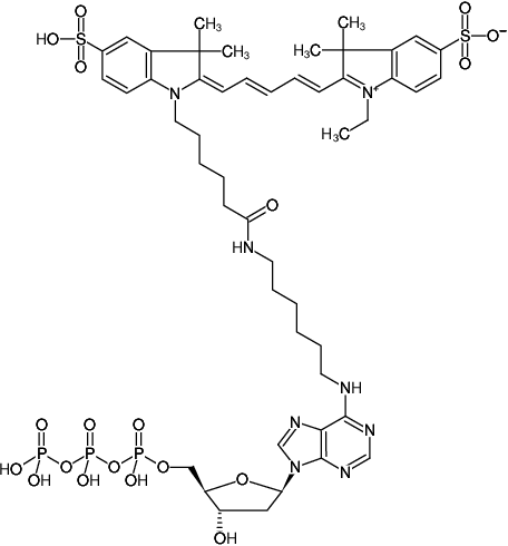 Structural formula of N6-(6-Aminohexyl)-dATP-Cy5 (N6-(6-Aminohexyl)-2'-deoxyadenosine-5'-triphosphate, labeled with Cy5, Triethylammonium salt)