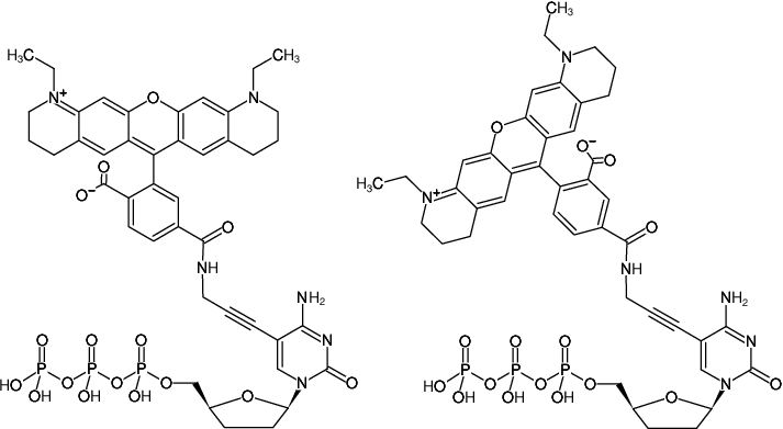 Structural formula of 5-Propargylamino-ddCTP-ATTO-565 (5-Propargylamino-2',3'-dideoxycytidine-5'-triphosphate, labeled with ATTO 565, Triethylammonium salt)