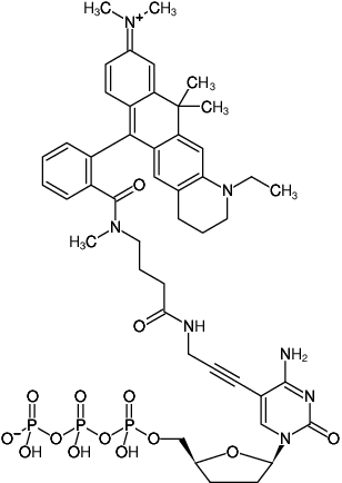 Structural formula of 5-Propargylamino-ddCTP-ATTO-633 (5-Propargylamino-2',3'-dideoxycytidine-5'-triphosphate, labeled with ATTO 633, Triethylammonium salt)