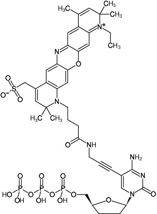 Structural formula of 5-Propargylamino-ddCTP-ATTO-700 (5-Propargylamino-2',3'-dideoxycytidine-5'-triphosphate, labeled with ATTO 700, Triethylammonium salt)