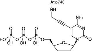 Structural formula of 5-Propargylamino-ddCTP-ATTO-740 (5-Propargylamino-2',3'-dideoxycytidine-5'-triphosphate, labeled with ATTO 740, Triethylammonium salt)