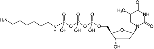 Structural formula of γ-[(6-Aminohexyl)-imido]-dTTP (γ-[(6-Aminohexyl)-imido]-2'-deoxythymidine-5'-triphosphate, Sodium salt)