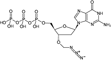 Structural formula of 3'-O-Azidomethyl-dGTP (3'-O-Azidomethyl-2'-deoxyguanosine-5'-triphosphate, Sodium salt)