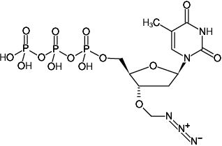 Structural formula of 3'-O-Azidomethyl-dTTP (3'-O-Azidomethyl-2'-deoxythymidine-5'-triphosphate, Sodium salt)